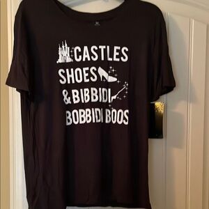 Disney Princess Black Graphic Tee with White Print… NWT
